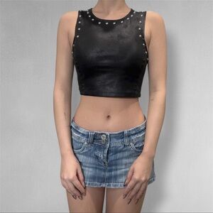 Vintage Guess Leather Studded Crop Top